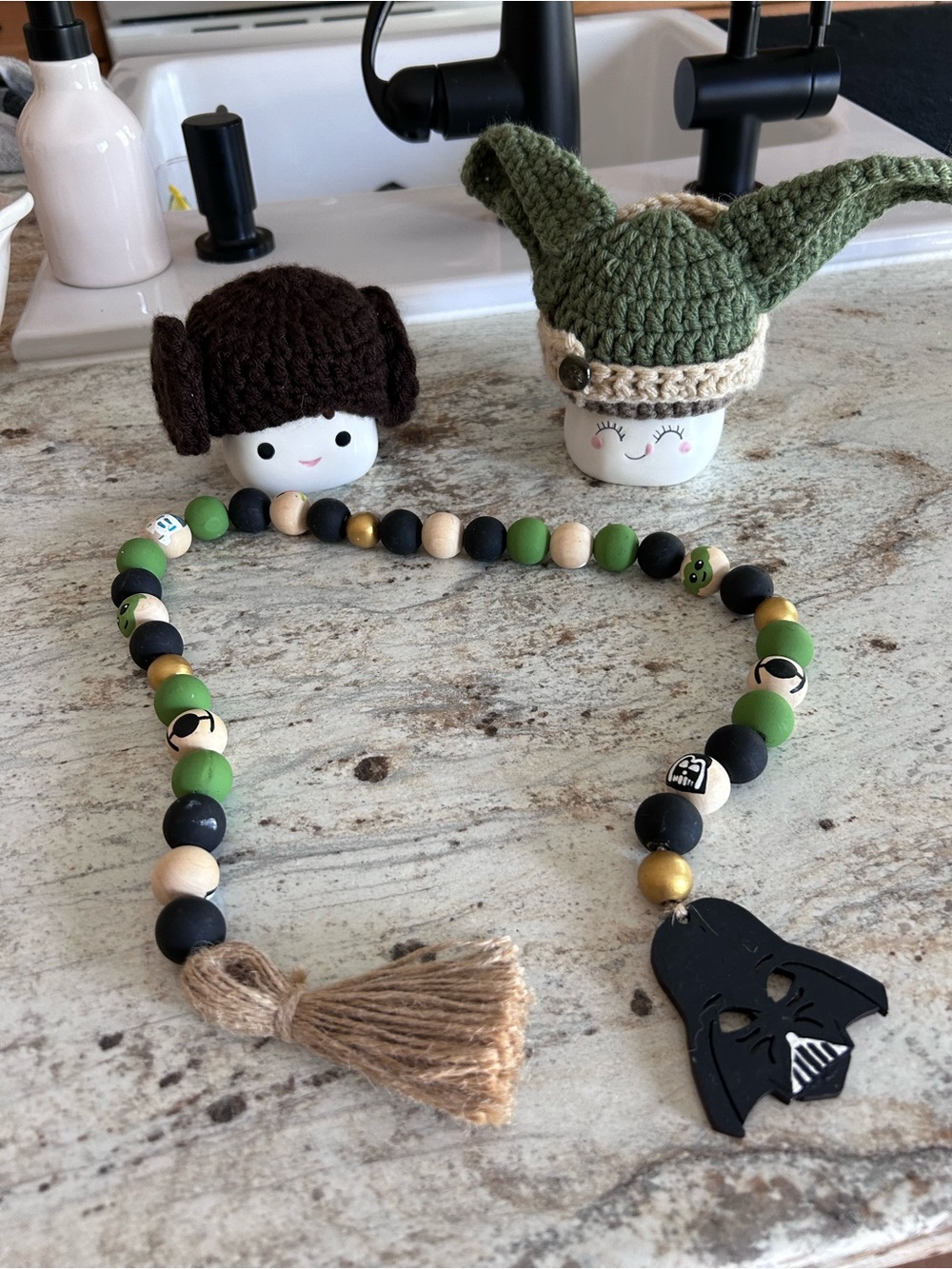 Handmade Star Wars Inspired Bead Garland with Darth Vader Pendant